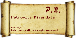 Petrovitz Mirandola névjegykártya